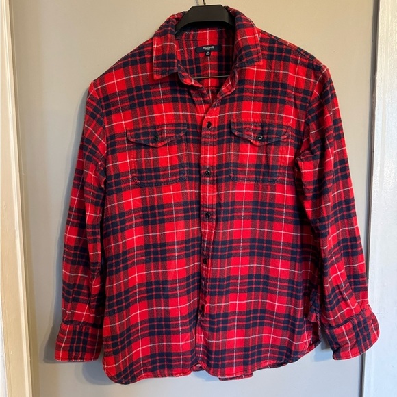 Madewell Tops - Madewell Red and Black Plaid Flannel Button-Up Shirt